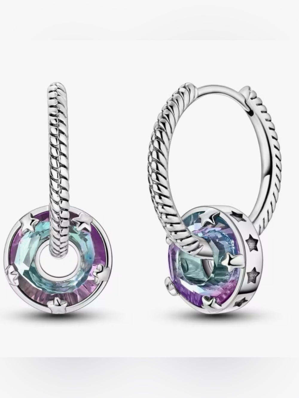 Multi-Color Ring Silver Pendant Necklace with Purple/Blue/Pink Cubic Zirconias - Picture 11 of 11